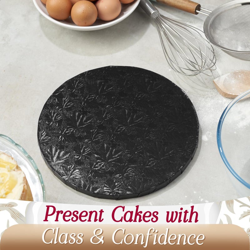 Cakebon Round Cake Boards - Sturdy 1/2 Thick Drums - 12 Inch Professional Fully Wrapped Edges Black 6-Pack - Image 4